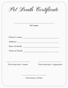 Pet Death Certificate Free Download Dvm Center
